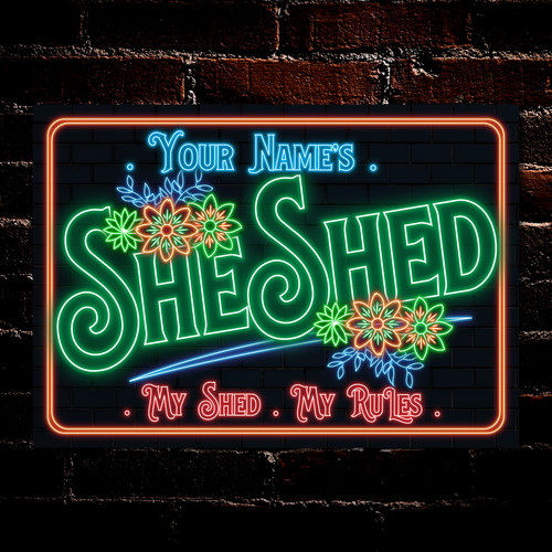 Personalised she shed metal - she,
