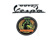 VESPA RALLY 180 200 CUSTOM BLACK SELF ADHESIVE PANEL LEGSHIELD BADGES