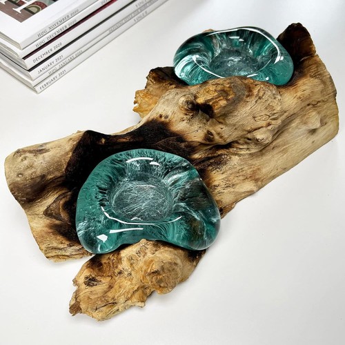 Molten glass double candle - glass,