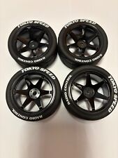 R/C 1/10 Aluminium wheels & tyres TE37s in gloss black