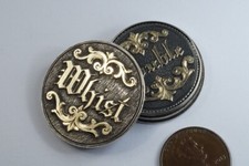 FINE QUALITY ANTIQUE SILVER & GOLD WHIST GAME MARKERS & CASE c1870 