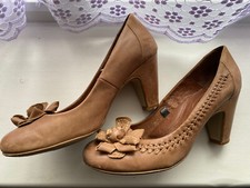 Beige High Heel 8cm Leather NEXT Court Shoes Size 6.5/40 Heavenly Soles