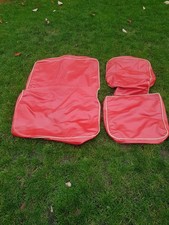 Vw T2 Split Screen Camper Seat Covers Red Vinyl Off White Piping Good  Condition