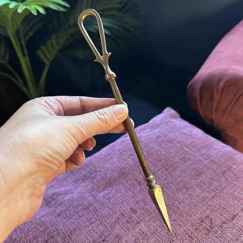 Antique brass roasting skewer - brass,
