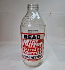 VINTAGE 80's ADVERT UNIGATE  1 PINT GLASS MILK BOTTLE THE MIRROR SUNDAY MIRROR