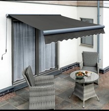 Full Cassette Manual Awning Patio Garden Shade Canopy Retractable Charcoal Frame