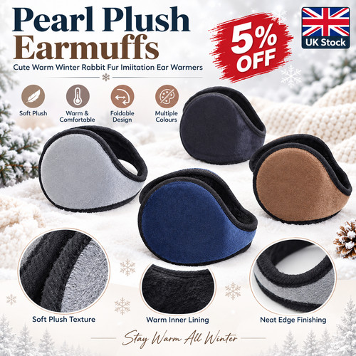 Pearl plush earmuffs cute - earmuffs,