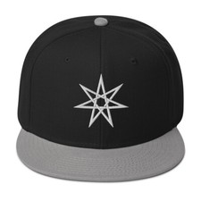 White Elven Star Witchcraft Symbol Embroidered Flat Bill Cap Snapback Hat
