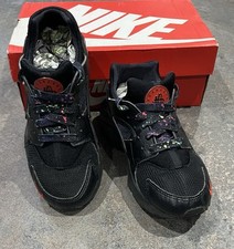 Nike Air Huarache Run Boys Size Uk 5 Black Habanero Red Running Shoes Sneakers