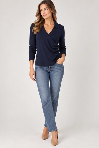 Hawthorn navy faux wrap - navy,