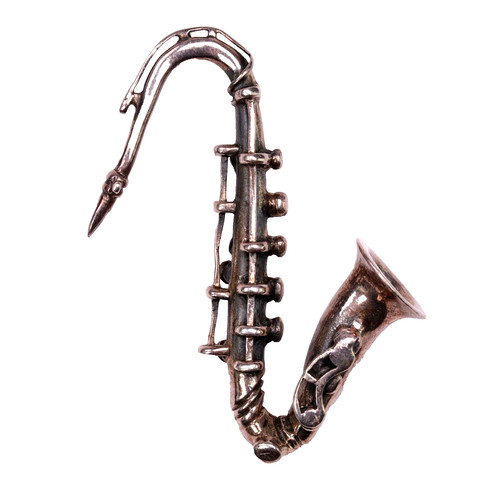 Solid silver saxophone pendant - solid,