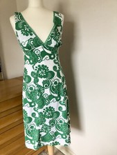 Select Size 10 Green & White Cotton Dress