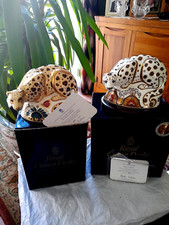 ROYAL CROWN DERBY   SAVANNAH LEOPARD &  SNOW LEOPARD L/E MINT IN BOX WITH CERTS)