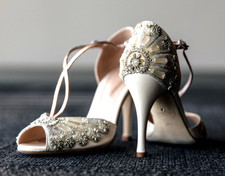 Emmy London Wedding Shoes UK 6 / US 8 | Ivory Rose Gold Bridal Heels T-Strap