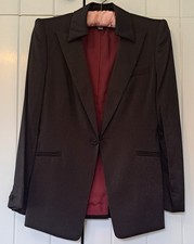 Tux style vintage evening jacket in dark bronze metallic, size 8