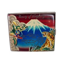 1950'S Cigarette Case Memory Of Hong Kong Enamelled Engraved Vintage