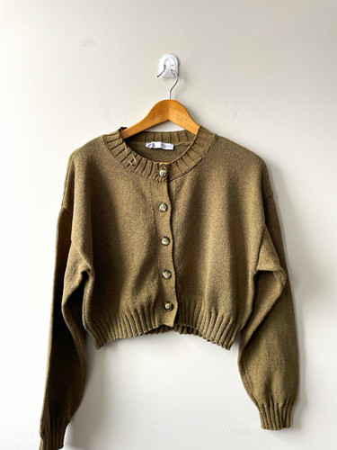Zara khaki cropped - cropped, cardigan