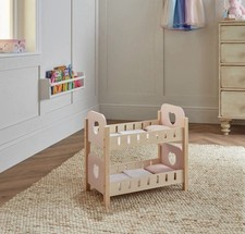 Wooden Baby Doll Love Heart Bunk Bed Xmas Birthday Toy Gift For Kids 50x29x45 cm