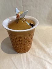 Vintage Secla Of Portugal Ceramic Honey Pot With A Bee On The Lid, c1960s