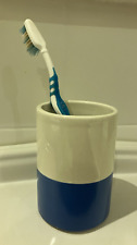 Blue Base Ceramic White Tumbler Pot Toothbrush Jar Vase Bathroom tumbler