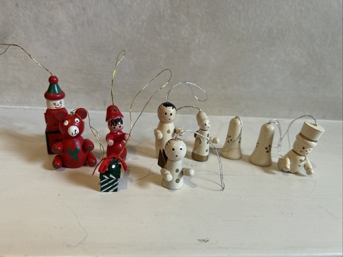 Ten vintage wooden christmas - wooden,