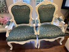 French Louis the XVI Style Sofa & 2 Armchairs 1960 Vintage Curved Wood & Painted