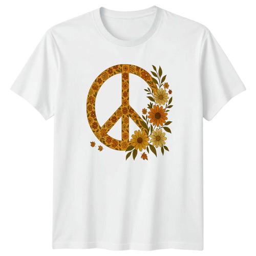 Retro 70s peace sign flower - 70s,
