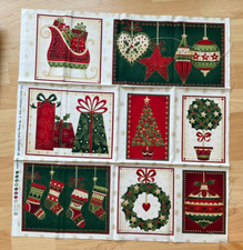 54x57cm gold metallic Joyful Xmas fabric panel 8 pics Henley Studio patchwork
