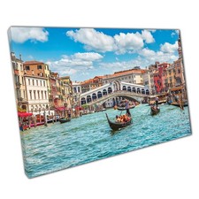 Gondola Boat Wall Art Print - Rialto Bridge Grand Canal Venice Canvas Decor for