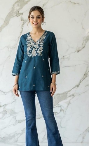 Neck indian kurti - v, top