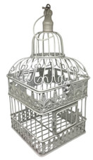 Ornate metal cream white bird - cream,
