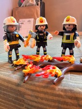 3 x playmobil fire fighters