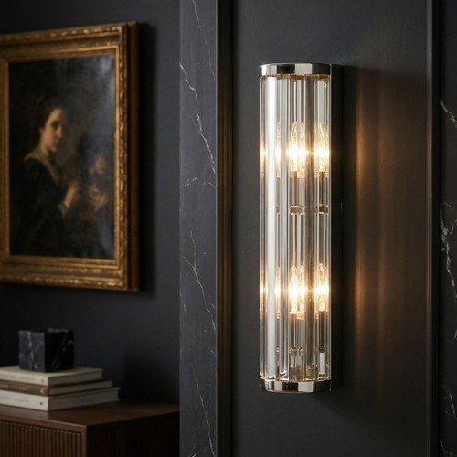 Art deco chrome finish fluted - chrome,
