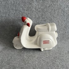 Lambretta Vespa Scooter Moped White Red Ceramic Money Box Piggy Bank