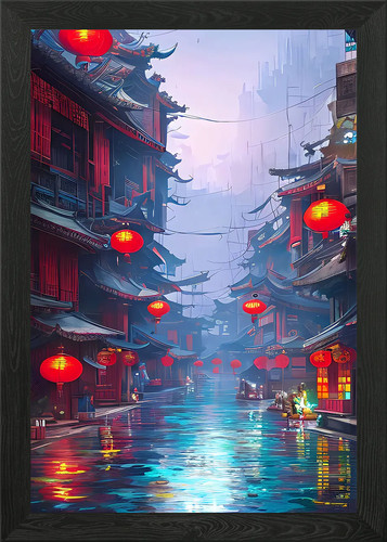 Chinese city paintings framed - city,