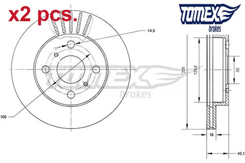 Pcs front brake - front, set
