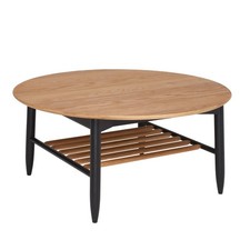Ercol Monza Round Coffee Table in Patina Oak & Black W80 D80 H38  RRP £600