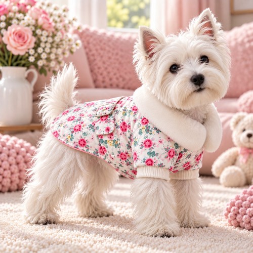 Large floral dog - floral, coat