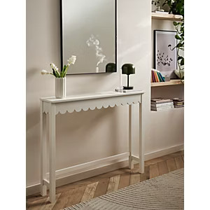 Ivory scalloped console table - ivory,