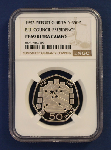 1992 silver piedfort proof 50p - piedfort,