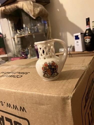 Crested china puzzle jug - china,