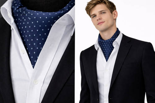 Cravat men ascot navy blue - ascot,
