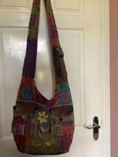 Funky Threads Crossbody Hippy Bag Boho Hippie Purple Multi Slouch Style