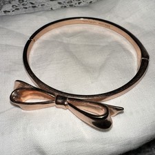 Kate Spade Rose Gold Tone Love Notes Take A Bow Bangle Bracelet Hinged