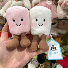 NEW Jellycat Marshmallows Plush- 12cm Pink & White Key Ring With Tags & Dust Bag