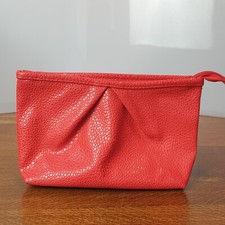 Sephora Clutch Cosmetics Beauty Makeup Toiletry Bag Red Small Faux Leather