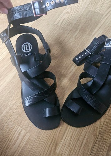 Womens black leather strappy - womens,