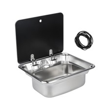 Sink With Tempered Glass Lid for Campervan Motorhome Caravan Camper Kitchen KY
