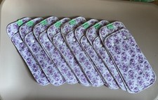 £72 Lot of EIGHT TotsBots Bamboozle Reusable Cloth Nappy PADS Owlbert Purple