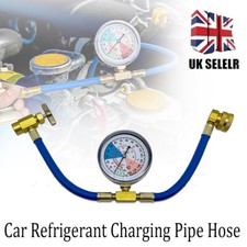 R134A Car Air Con Recharge Filling Hose Pipe Conditioning Measure DIY Gas Kit UK